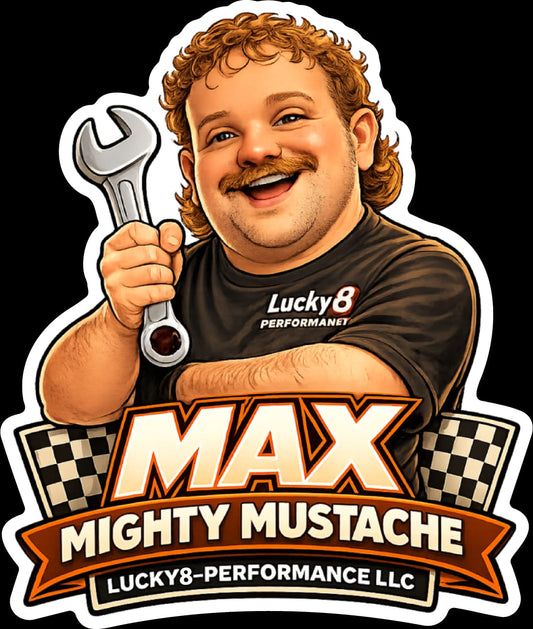 Max “Mighty Mustache” Sticker – Lucky8-Performance LLC Official Merch