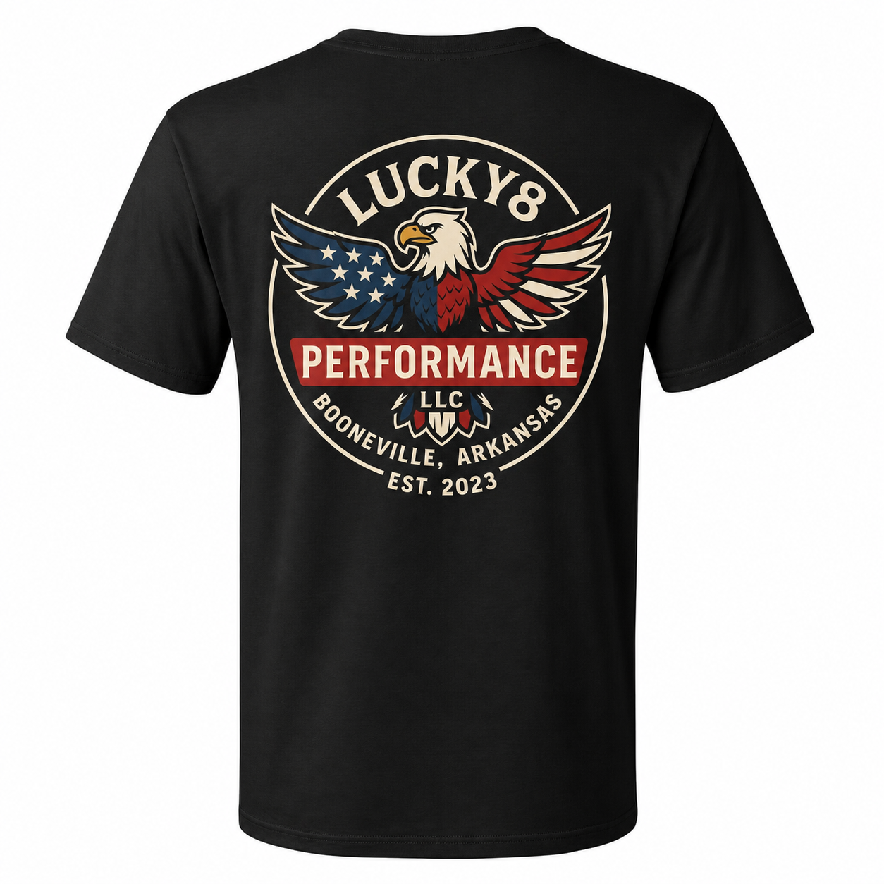 Lucky8-Performance “EAGLE” Logo T-Shirt (Front & Back Design)